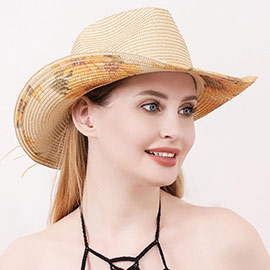 Sunflower Printed Straw Panama Sun Hat