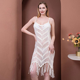 Tassel Fringe Crochet Cover Up Dress