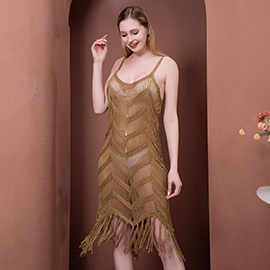 Tassel Fringe Crochet Cover Up Dress