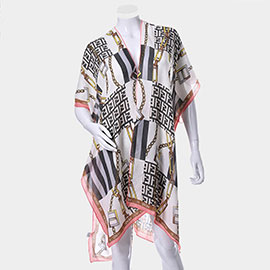 Chain Patterned Cover Up Kimono Poncho