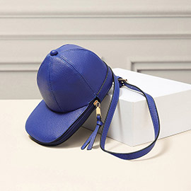 Solid Faux Leather Baseball Cap Crossbody Bag