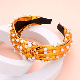Pearl Embellished Burnout Knot Headband
