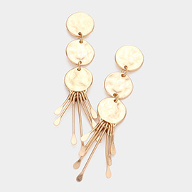 Triple Round Abstract Metal Link Dangle Earrings