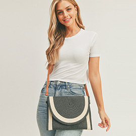 Straw Envelope Wristlet Clutch / Crossbody Bag