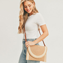 Straw Envelope Wristlet Clutch / Crossbody Bag