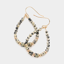 Natural Stone Cluster Open Teardrop Dangle Earrings
