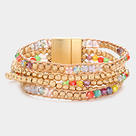 Faceted Bead Accented Magnetic Bracelet