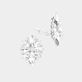 Marquise Round Stone Cluster Clip on Evening Earrings