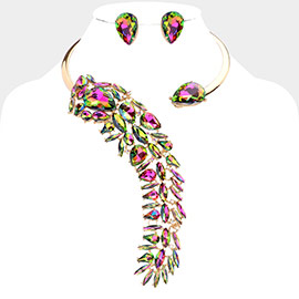 Teardrop Marquise Stone Cluster Vine Evening Choker Necklace