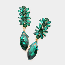 Multi Stone Cluster Dangle Evening Earrings