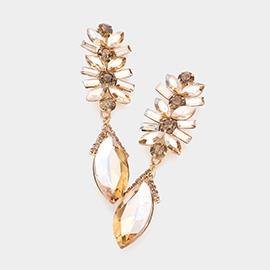 Multi Stone Cluster Dangle Evening Earrings