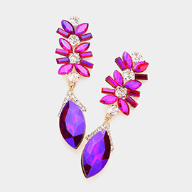 Multi Stone Cluster Dangle Evening Earrings