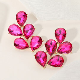 Teardrop Stone Cluster Evening Earrings