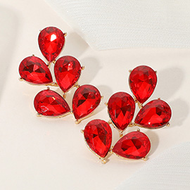 Teardrop Stone Cluster Evening Earrings