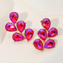 Teardrop Stone Cluster Evening Earrings