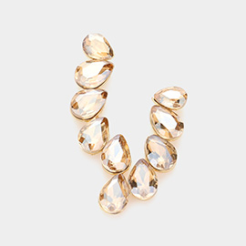 Teardrop Stone Cluster Evening Earrings