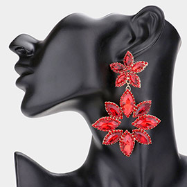 Floral Marquise Stone Cluster Dangle Evening Earrings