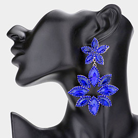 Floral Marquise Stone Cluster Dangle Evening Earrings
