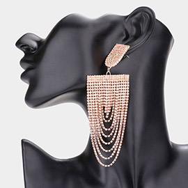 Draped Rhinestone Pave Dangle Evening Earrings