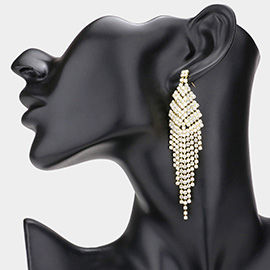 Rhinestone Fringe Dangle Evening Earrings