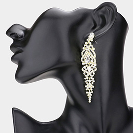 Teardrop Stone Accented Dangle Evening Earrings