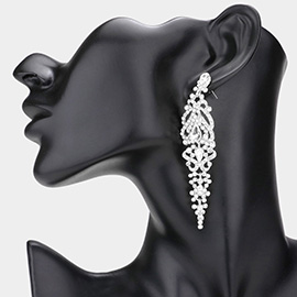 Teardrop Stone Accented Dangle Evening Earrings