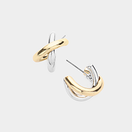 Metal Crisscross Hoop Earrings