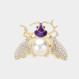 Pearl Accented Honey Bee Pin Brooch