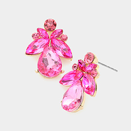 Marquise Floral Crystal Evening Earrings