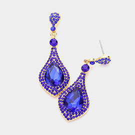 Teardrop Crystal Rhinestone Pave Evening Earrings