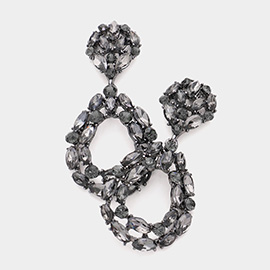Marquise Round Stone Cluster Open Teardrop Evening Earrings