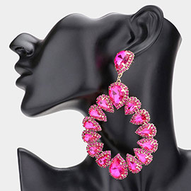 Teardrop Stone Cluster Dangle Evening Earrings