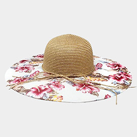 Flower Leaf Patterned Straw Sun Hat
