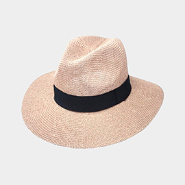 Black Band Solid Straw Panama Sun Hat