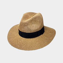 Black Band Solid Straw Panama Sun Hat