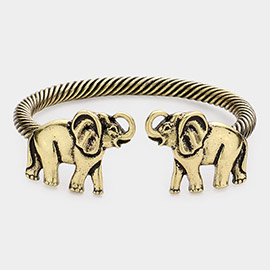 Elephant Twisted Metal Cuff Bracelet