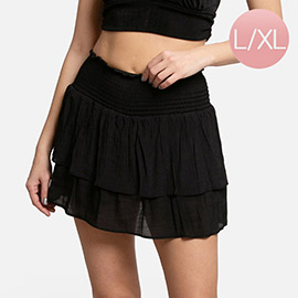 Solid Ruffle Tiered Mini Skirt