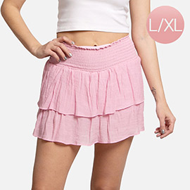 Solid Ruffle Tiered Mini Skirt