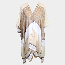 Striped Frayed Cover Up Kimono Poncho