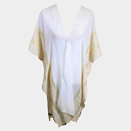 Lurex Border Cover Up Kimono Poncho