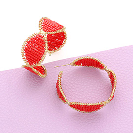 Bead Wrapped Hoop Earrings