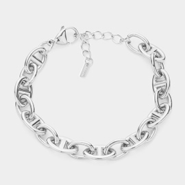 18K White Gold Dipped Stainless Steel Premium Handmade Chain Link Bracelet