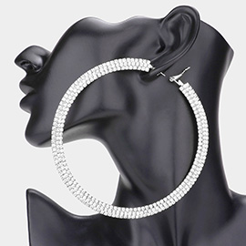 4.25 Inch Rhinestone Hoop Earrings