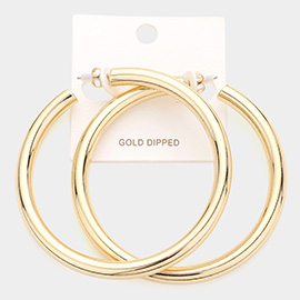 Gold Dipped 2.75 Inch Metal Hoop Earrings