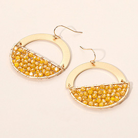 Faceted Bead Wrapped Circle Dangle Earrings