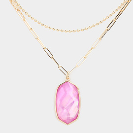 Hexagon Pendant Double Layered Necklace