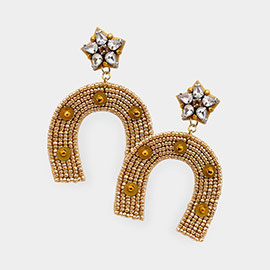 Felt Back Beaded Horseshoe Derby Dangle Earrings