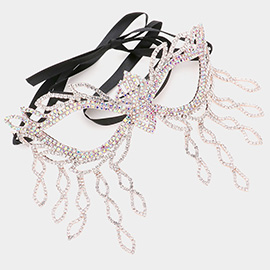 Draped Rhinestone Masquerade Mask