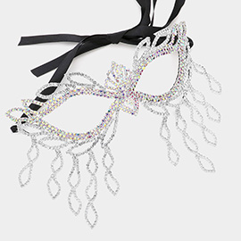 Draped Rhinestone Masquerade Mask