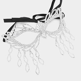 Draped Rhinestone Masquerade Mask